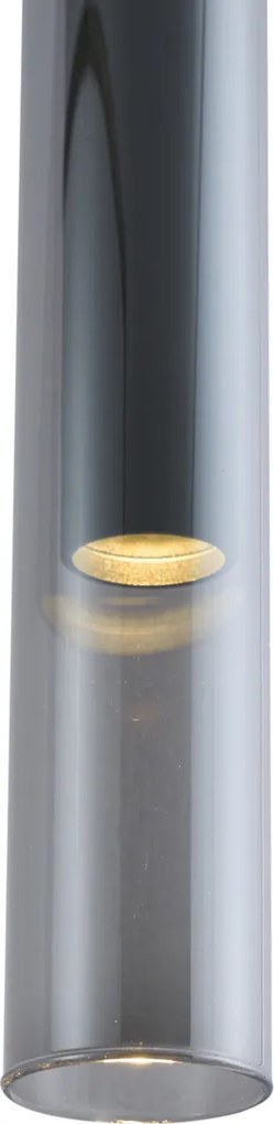 Модерен прожектор черен с димно стъкло за релсова система 1-фазен - Slimline Loyce