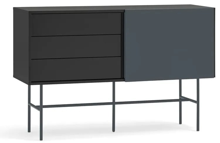 Нисък скрин с плъзгащи се врати 140x91 cm в черно/антрацит Nube - Teulat