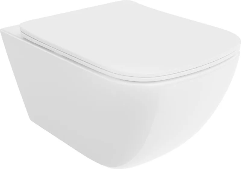 Mexen Timo WC чиния Rimless Tornado с тънка седалка със забавено падане, дуропласт, бял гланц - 30650200T