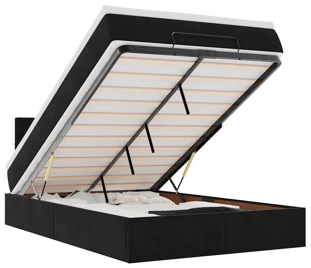 3312610 vidaXL Османска легло с матрак и LED, черно, 120x190 см, кадифе