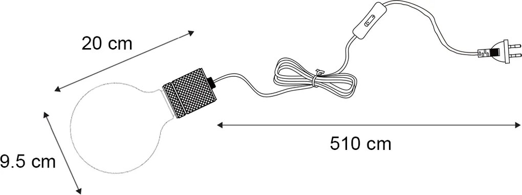 Коледна висяща лампа черна с щепсел, включваща LED кехлибарено стъкло звезда - Cavalux