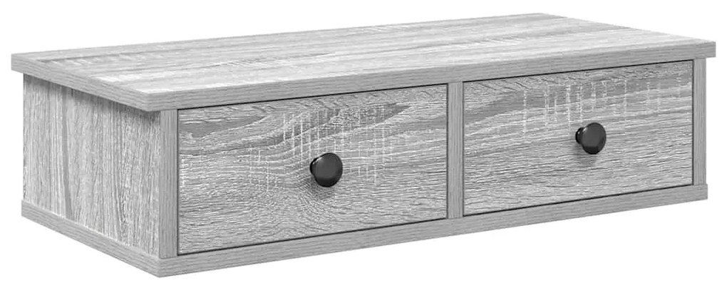 859946 vidaXL Стенен рафт с чекмеджета сив сонома 60x28x15 см инженерно дърво