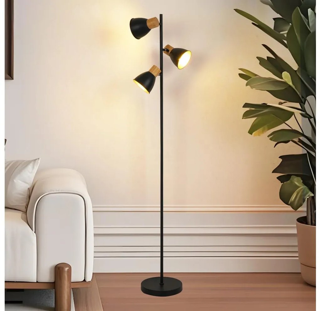 Brilagi - Подова лампа ODENSE 3xE14/10W/230V каучуково дърво/черна