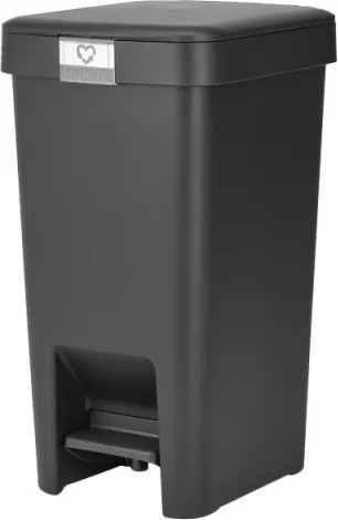 Кош за боклук с педал Brabantia StepUp 1008476, 10 л, Екологични материали, Голям отвор, Тъмносив