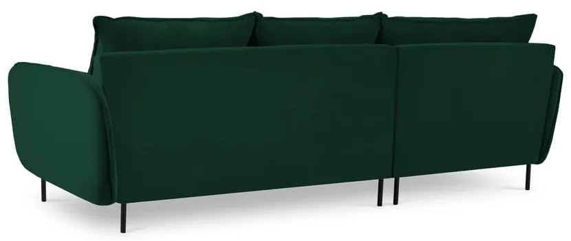 Тъмнозелен ъглов диван от кадифе (ляв ъгъл) Vienna - Cosmopolitan Design