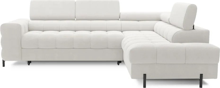 Кремав разтегателен ъглов диван с място за съхранение от букле (десен ъгъл L форма) Ferucce – ELTAP