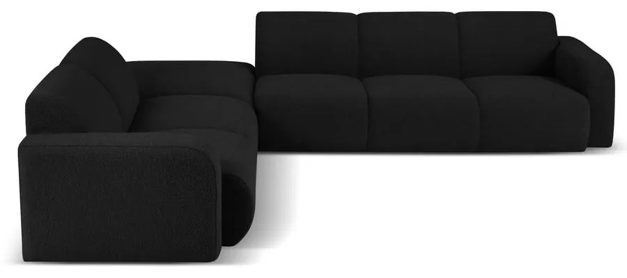 Черен ъглов диван от плат букле (ляв ъгъл) Molino - Micadoni Home