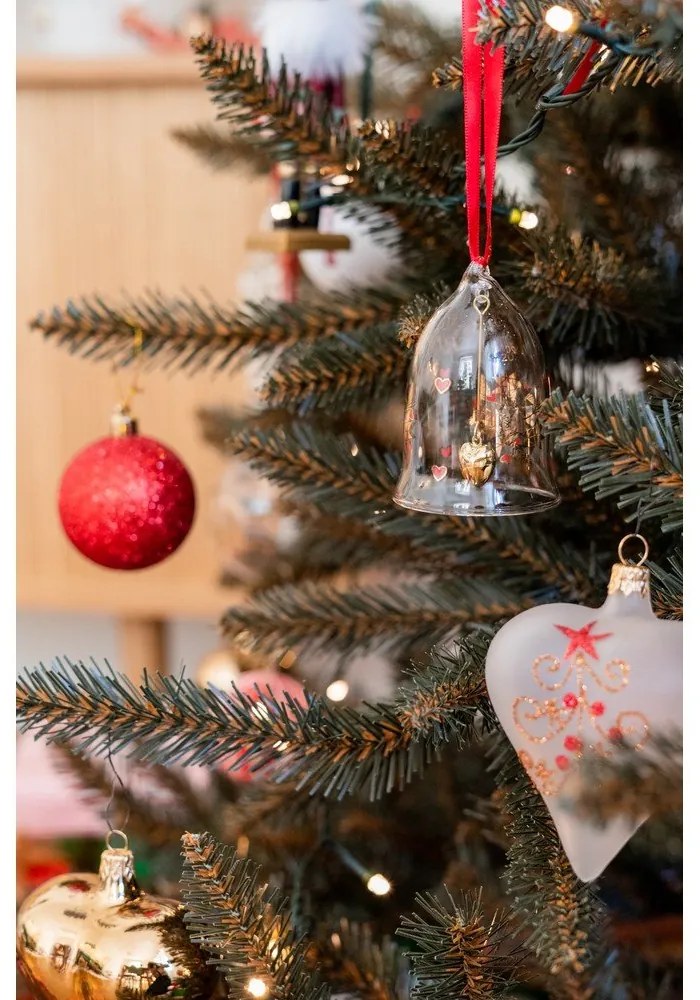 Комплект от 3 коледни украшения от бяло стъкло във формата на сърце Ego Decor - Ego Dekor