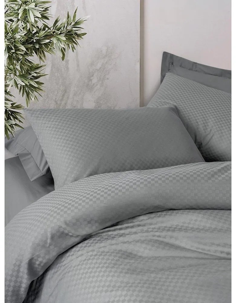 Сиво единично спално бельо от памук Renforcé 140x200 cm Checkered – Mila Home Luxury