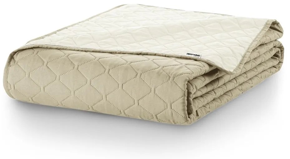 Бежово-бяла покривка за легло от микрофибър , 200 x 220 cm Axel - DecoKing