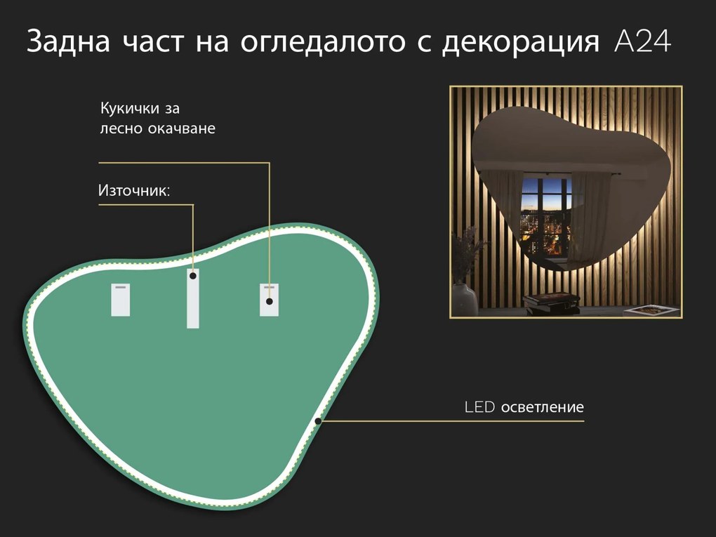 Огледало с органична LED подсветка A24