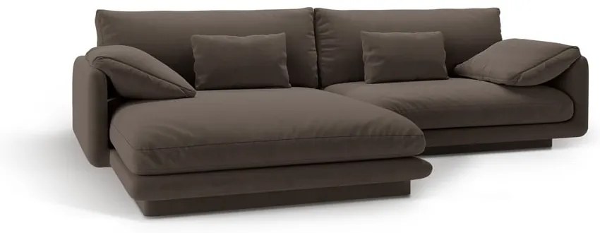 Кафяв кадифен ъглов диван (ляв ъгъл) Torino – Micadoni