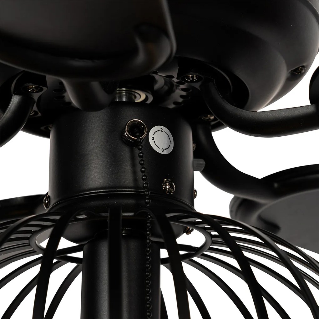 Вентилатор за таван черен с дървен принт 107,5 см с издърпващ се ключ - Mistral Johanna