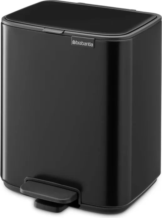 Кош за боклук Brabantia Bo Pedal 1010137, 7 л, Плавно затваряне, Гумирана основа, Черен мат