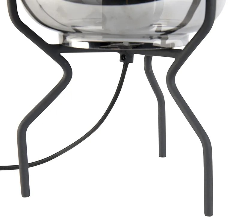 Дизайнерска настолна лампа черна с димно стъкло - Bliss