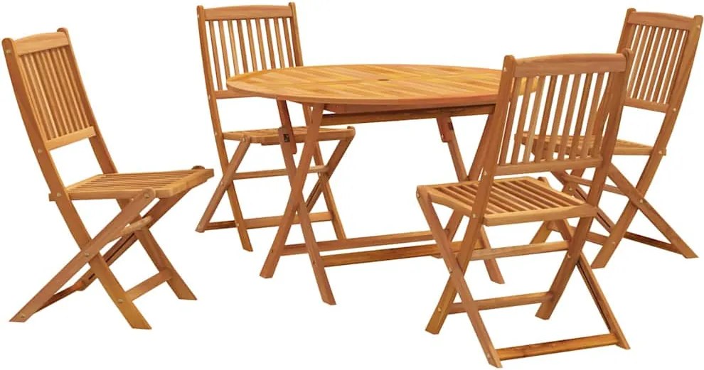 3203353 vidaXL Градински трапезен комплект от 5 части, акациево дърво масив