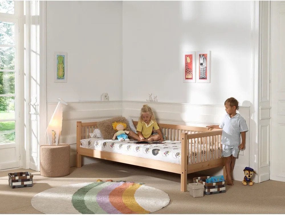 Детско легло от масивен бук с включена подматрачна рамка в естествен цвят 90x200 cm Forrest – Vipack