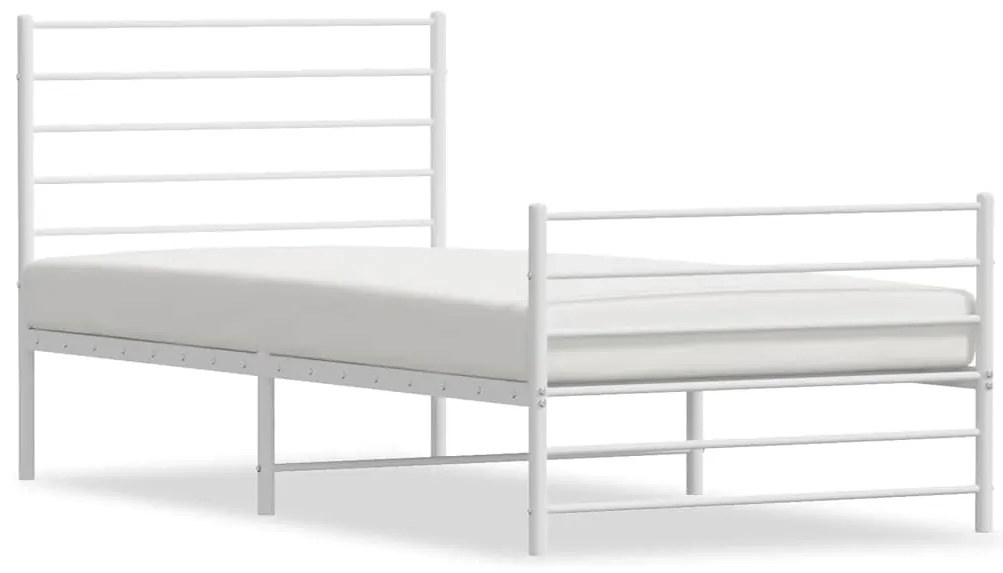 352381 vidaXL Метална рамка за легло с горна и долна табла, бяла, 100x200 см
