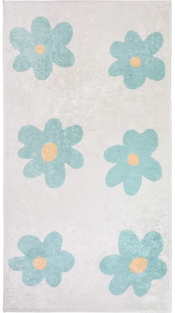 Детски килим подходящ за пране в цвят мента и слонова кост 160x230 cm Cute Flowers Green – Vitaus