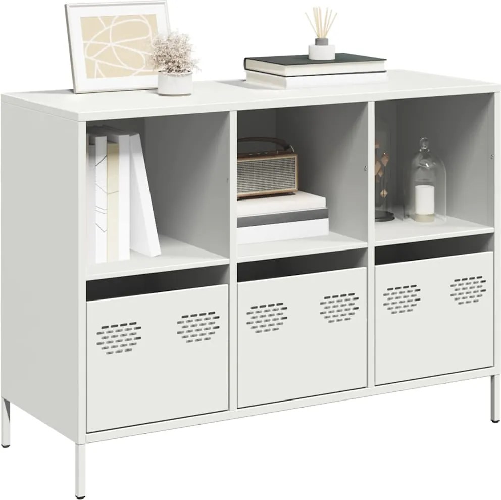 851369 vidaXL Бюфет, бял, 101,5x39x73,5 см, студеновалцувана стомана