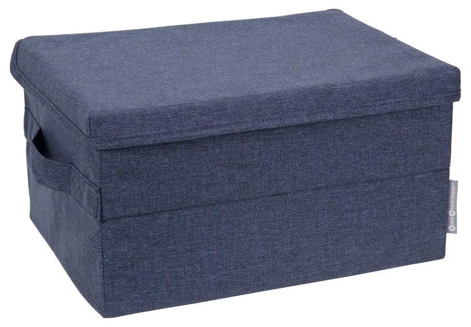 Синя текстилна кутия за съхранение с капак 35x19x26 cm Soft Storage – Bigso Box of Sweden