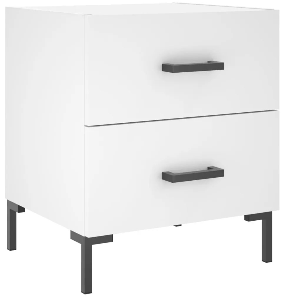 827308 vidaXL Нощно шкафче, бяло, 40x35x47,5 см, инженерно дърво