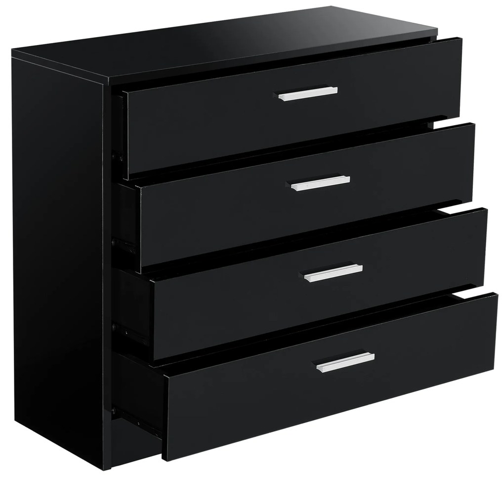 Шкаф с чекмедже Drammen 67x70x30 см с 4 чекмеджета черен гланц