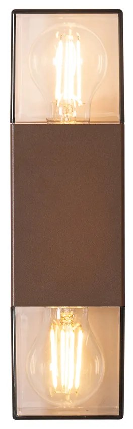 Външна стенна лампа ръждиво кафява с опушен абажур 2-светлина IP44 - Denmark