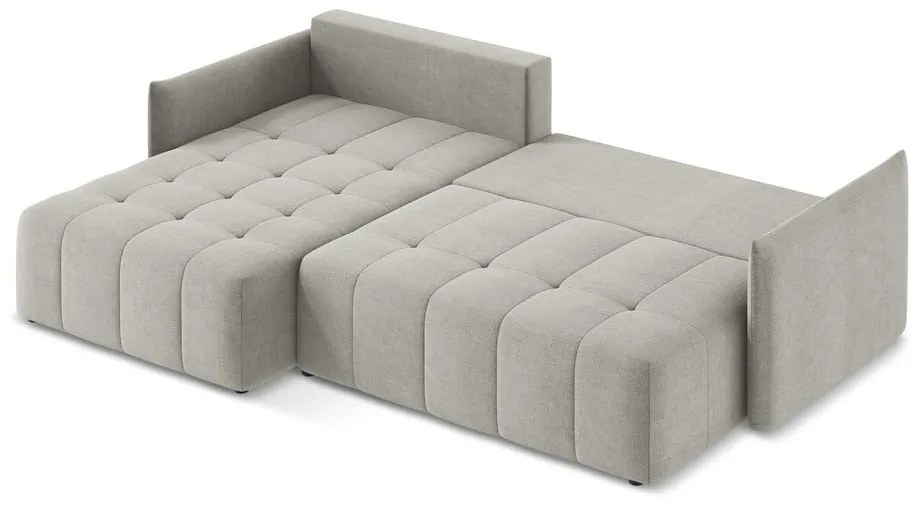 Светлосив разтегателен ъглов диван с място за съхранение (ляв ъгъл) Moku – Makamii