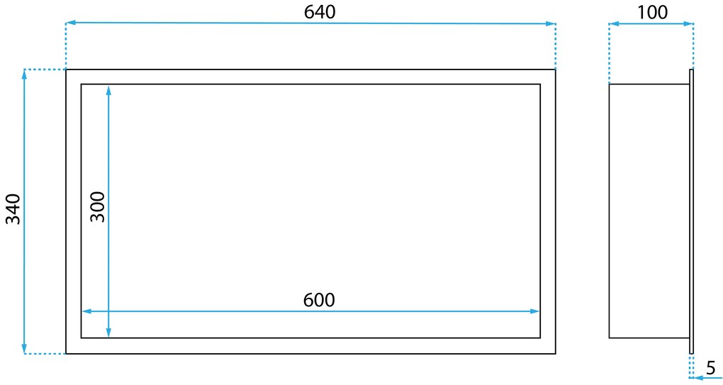 Вграден рафт за баня  LED 30x60 black