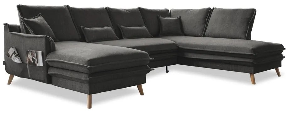 Тъмносив разтегателен ъглов диван (десен ъгъл/"U" форма) Charming Charlie – Miuform