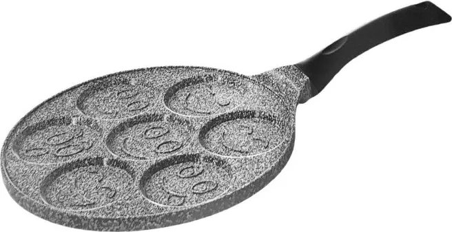 Тиган за палачинки с личица ZILNER ZL 2410, 26 см, 7 различни форми, Мраморно покритие, Черен