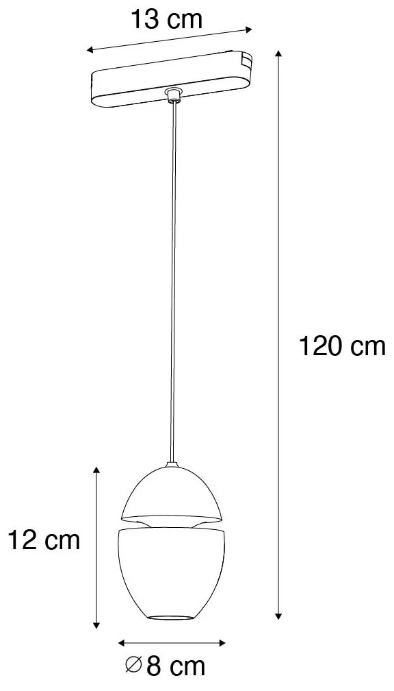 Модерна черна висяща лампа за 1-фазна релсова система, включително LED - Magnetic Eggy