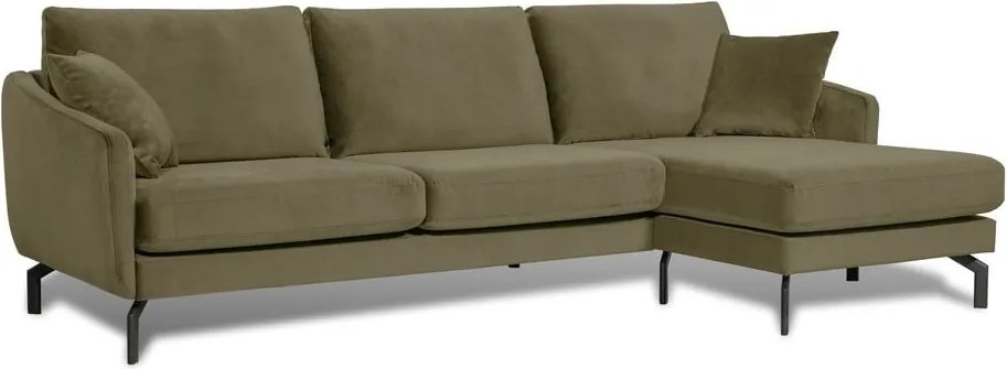 Ъглов диван от зелено кадифе (десен ъгъл) Magic - Scandic