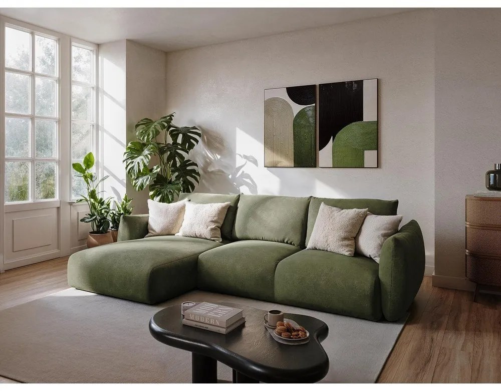 Тъмносив сгъваем ъглов диван (U форма) Leila – Makamii