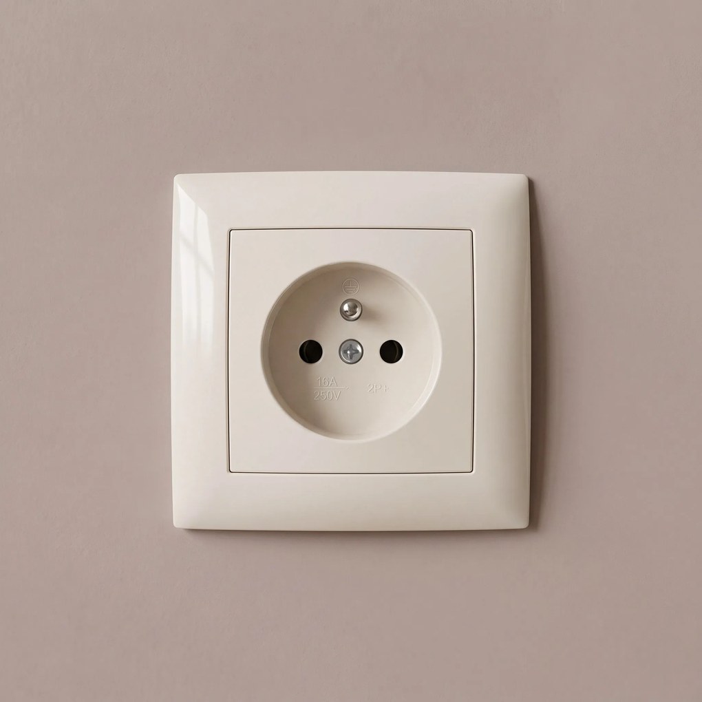 Единичен контакт със заземяване и рамка OSTE JNH001-G Beige