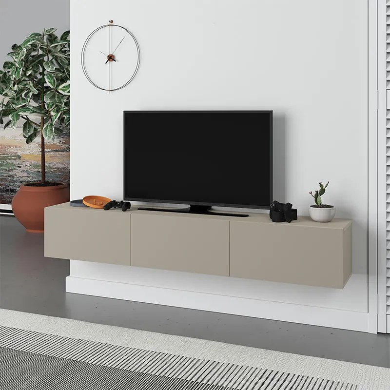 Стойка за телевизор Francy, монтирана на стена, в цвят пясъчен 180x30x30см.