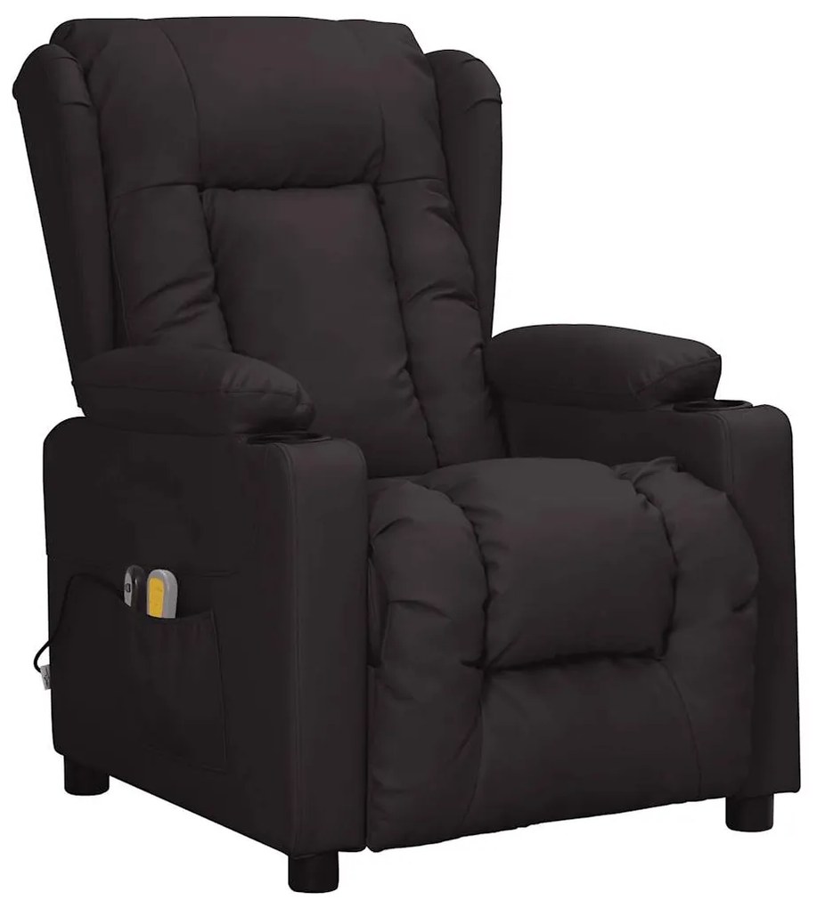 3098808 vidaXL Електрически масажен стол, черен, изкуствена кожа
