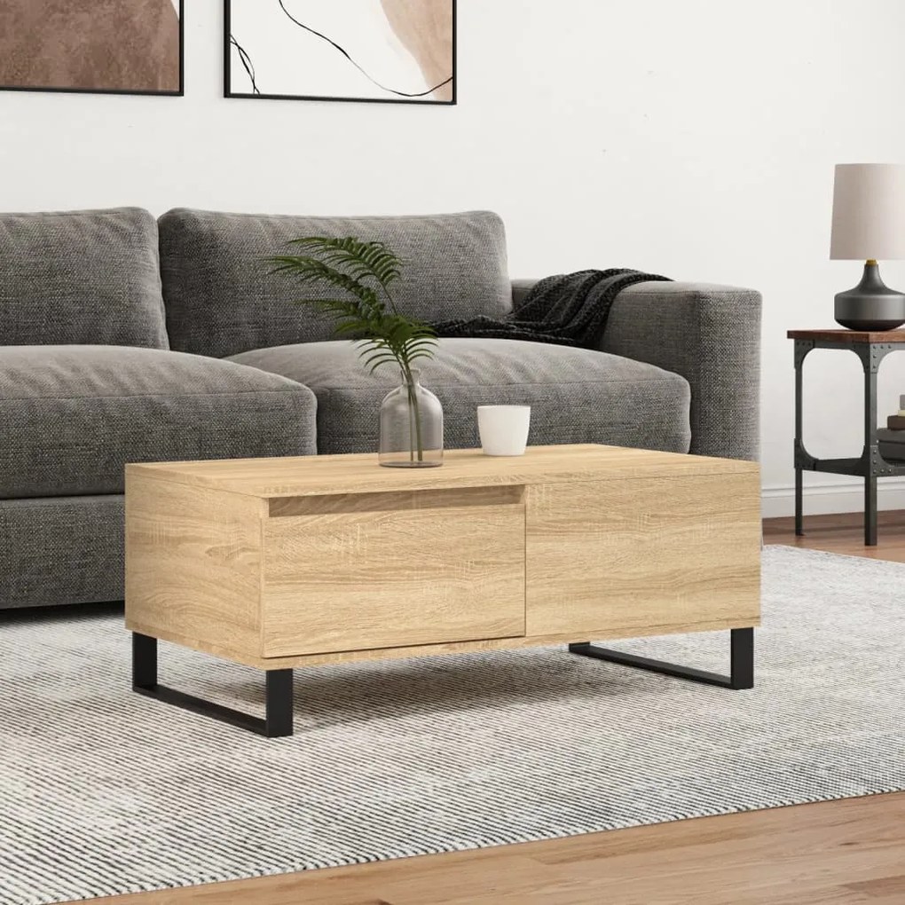 830815 vidaXL Кафе маса, дъб сонома, 90x50x36,5 см, инженерно дърво