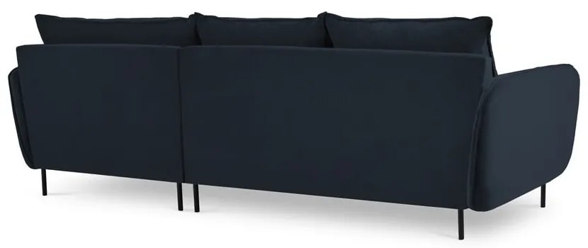 Тъмносин ъглов диван от кадифе (десен ъгъл) Vienna - Cosmopolitan Design