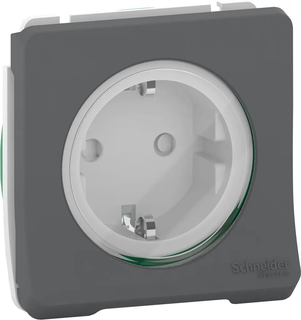 SE Контакт шуко 16A с детска защита механизъм IP55 автоматични клеми цвят Антрацит Mureva  - MUR36134