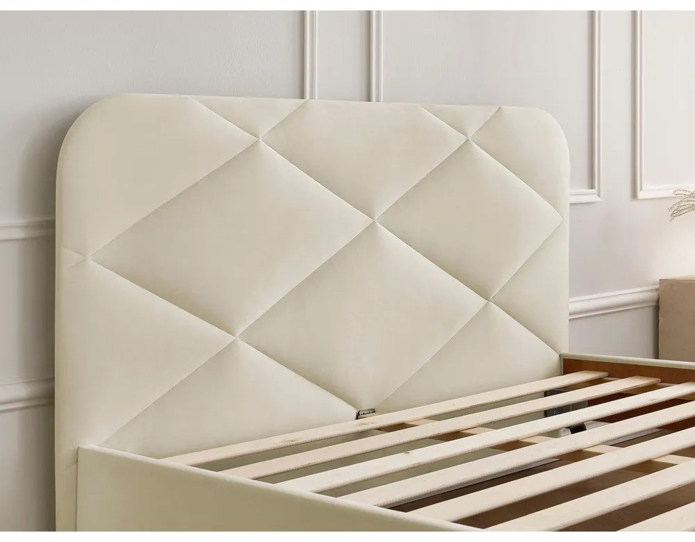 Бежово тапицирано двойно легло с включена подматрачна рамка 160x200 cm Prune – Bobochic Paris