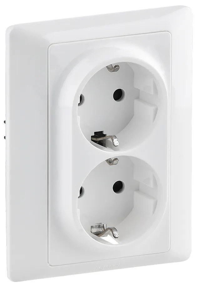 Legrand 755702 Двоен контакт Valena Life с рамка 2X2P+E Schuko 16A, авт. клеми, бял,  - 755702