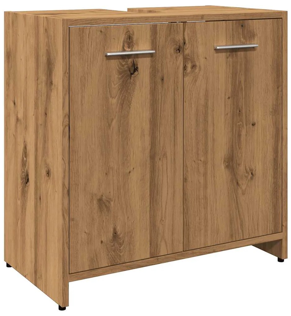 856040 vidaXL Шкаф за мивка за баня, дъб артизан, 60x33x60см, инженерно дърво
