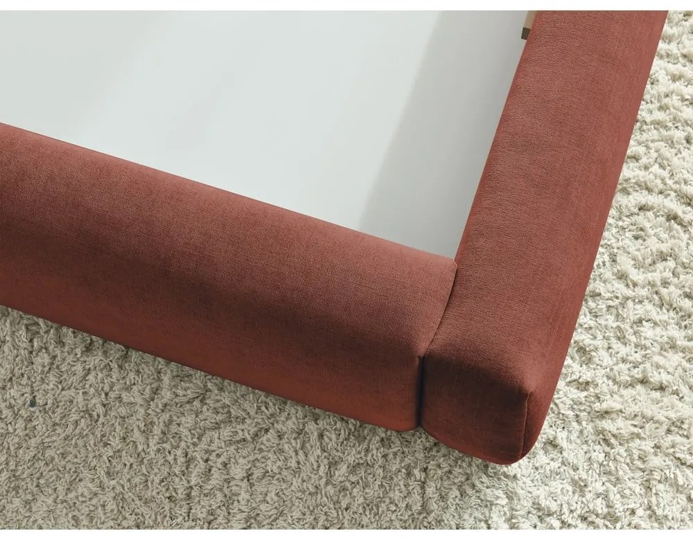 Оранжево тапицирано двойно легло с място за съхранение с решетка 160x200 cm Vernon - Bobochic Paris