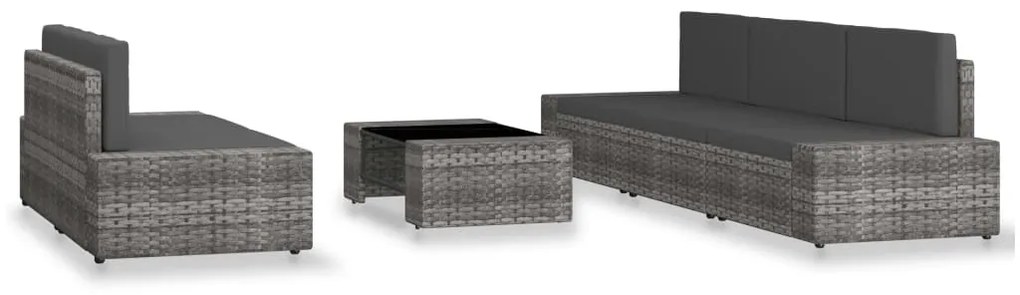 3054600 vidaXL Градински комплект за отдих, 6 части, полиратан, сив