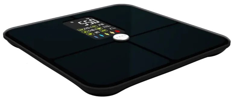 Смарт кантар AENO ABS0002S, До 180 кг, 11 профила, 16 показателя, ИТМ, LED, Закалено ITO стъкло, Черен