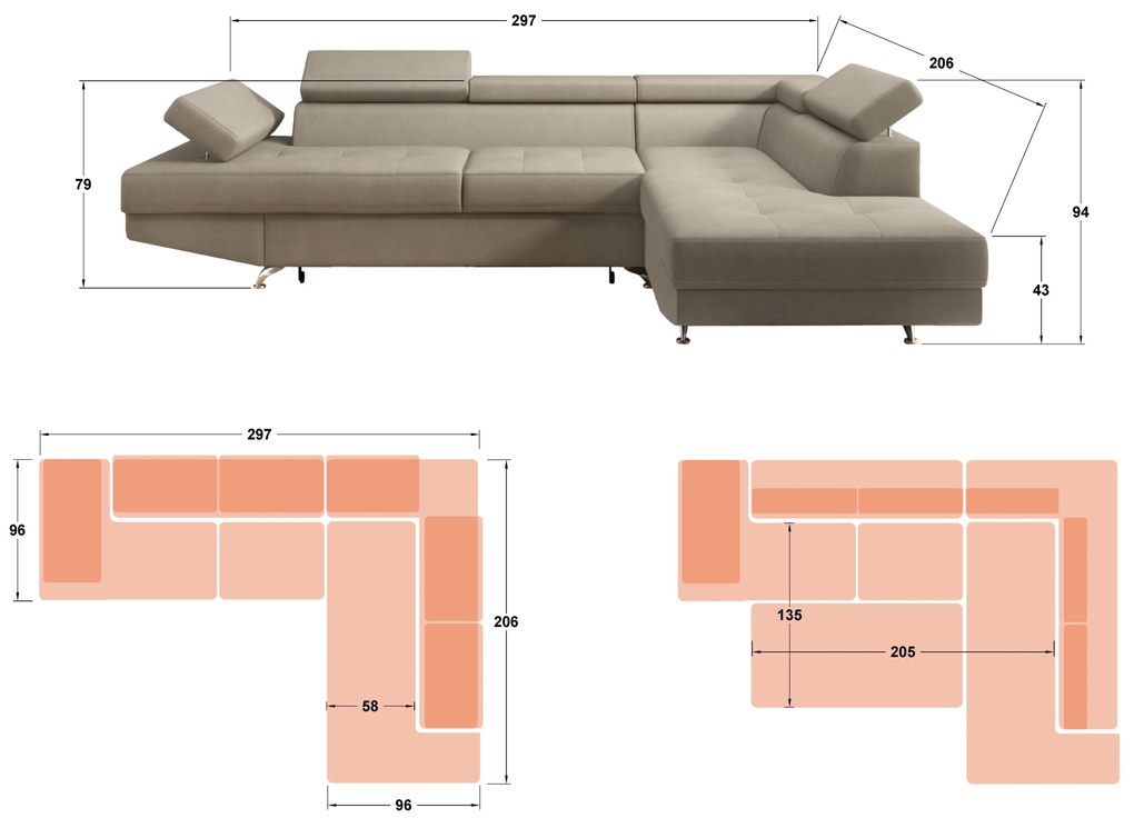 Разтегателен ъглов диван Барк