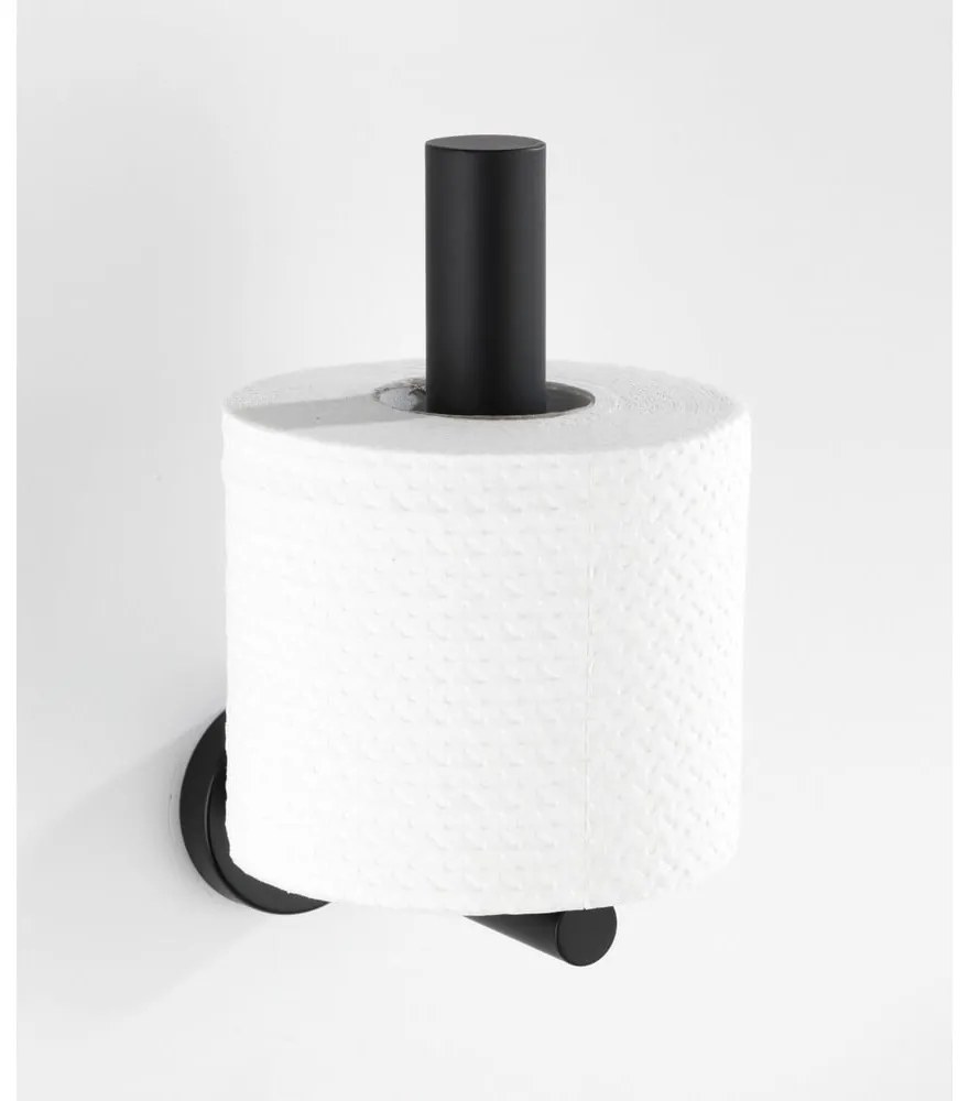 Матово черно стенен държач за тоалетна хартия от неръждаема стомана Bosio – Wenko