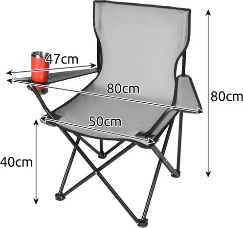 Сгъваем риболовен стол с подлакътници и поставка за напитки